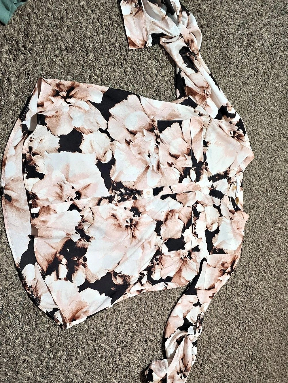 Calvin Klein Floral Long Sleeve Blouse in Pink & Black Like New